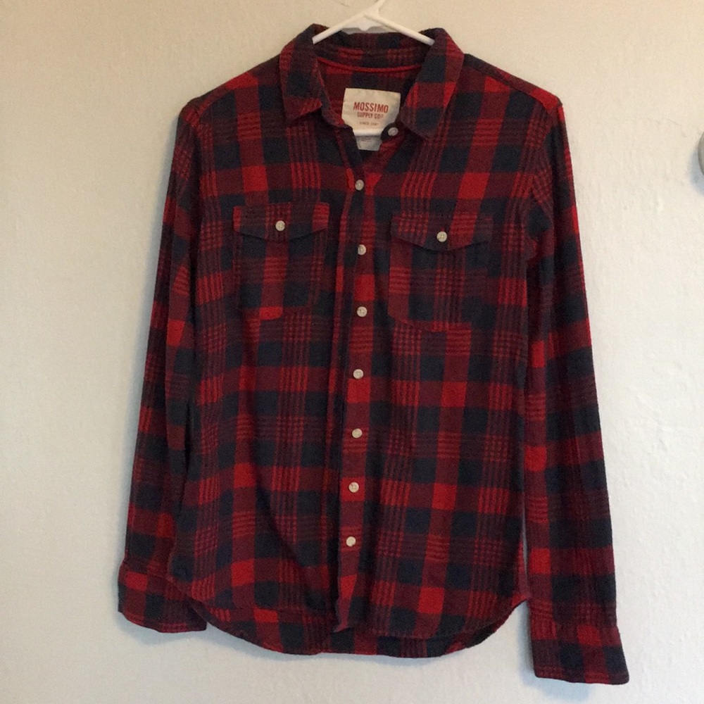 Red & Navy Flannel Button Up